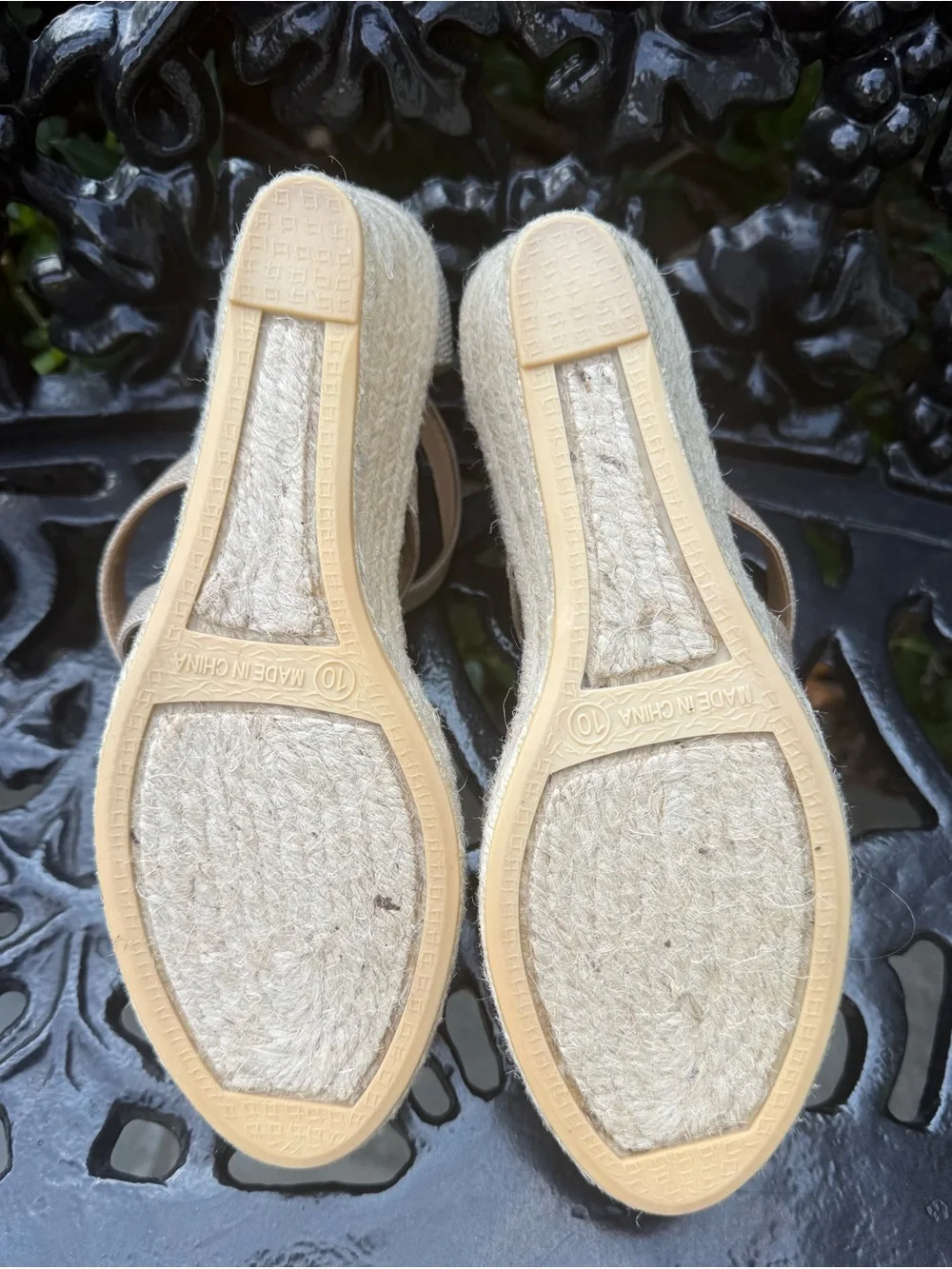 New, Talbots natural linen strappy wedge
